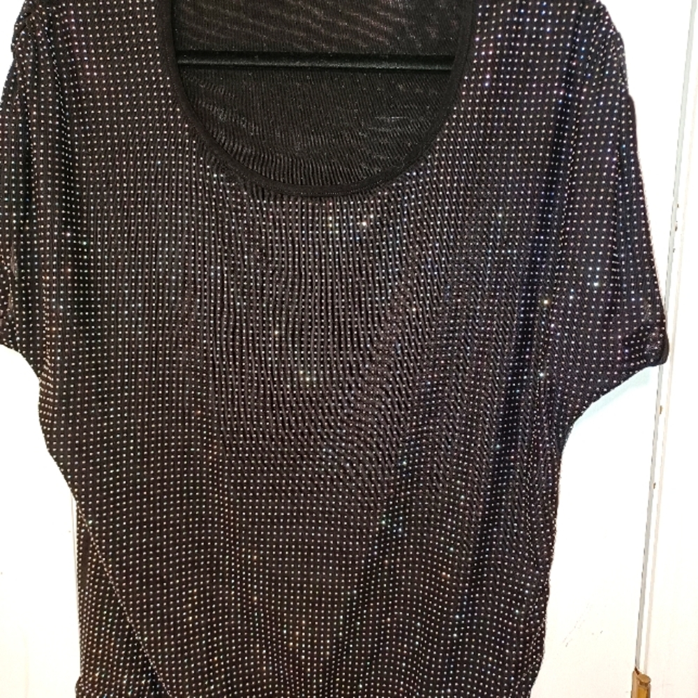 Grayse black & silver embellished shimmery studded top medium